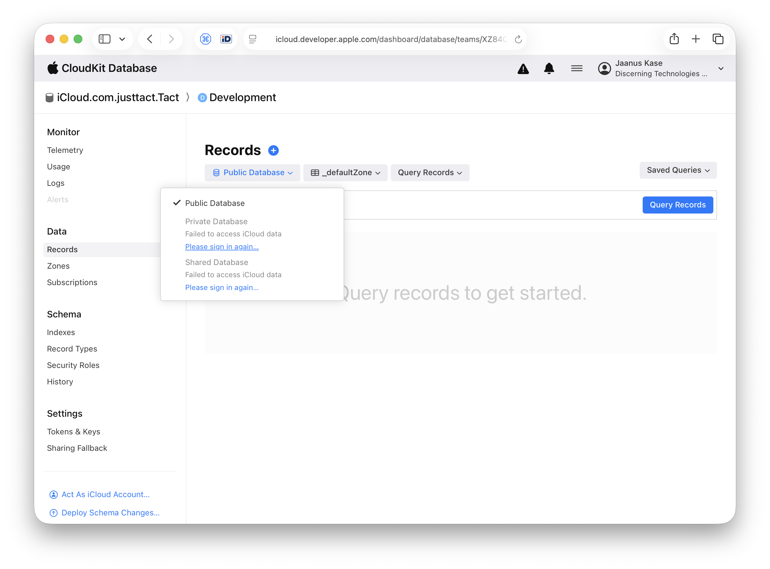 CloudKit console and Advanced Data Protection